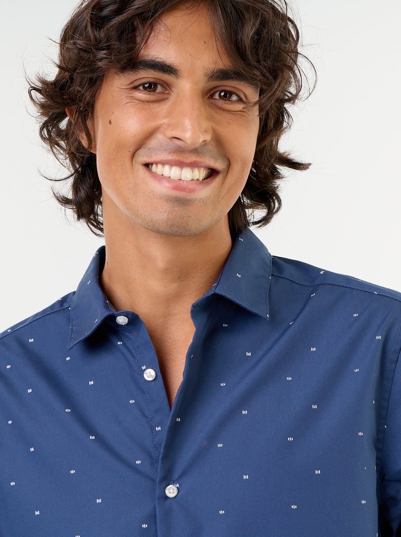 Chemise droite/regular à pois Bleu - Kiabi