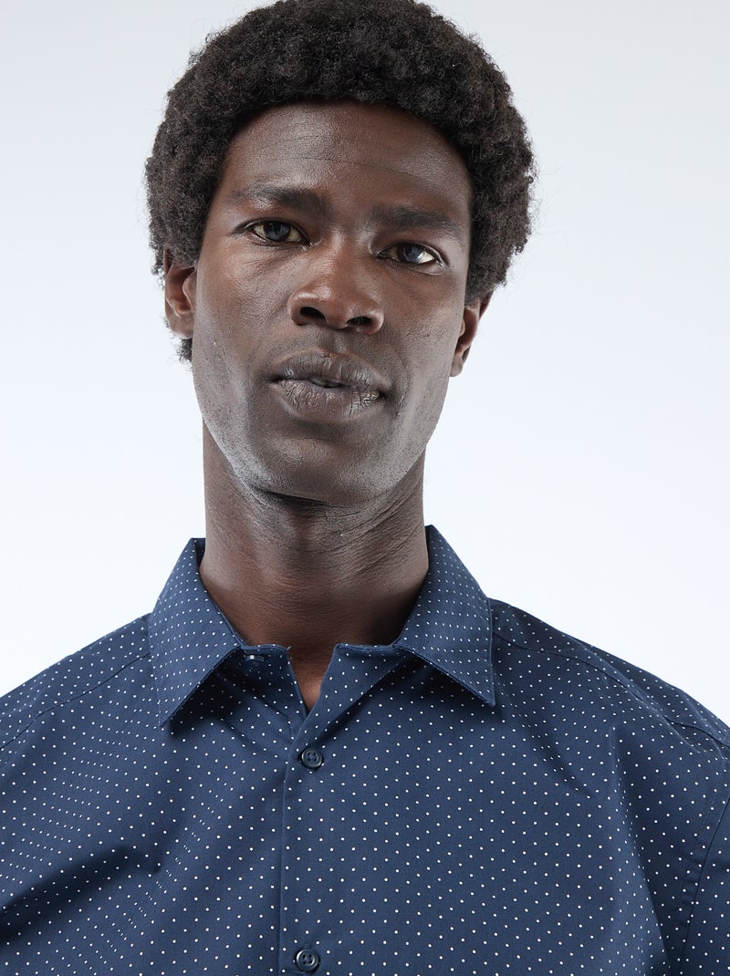 Chemise droite/regular à pois Bleu - Kiabi