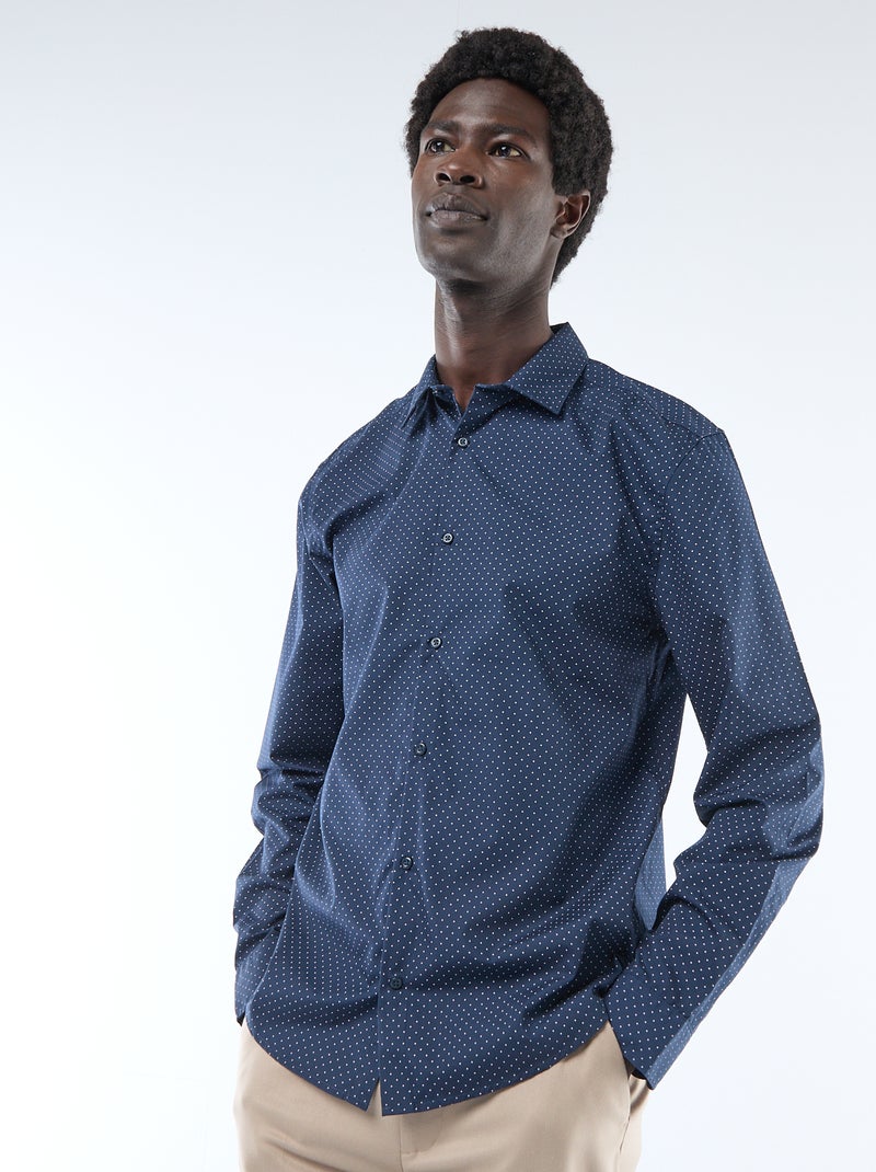 Chemise droite/regular à pois Bleu - Kiabi