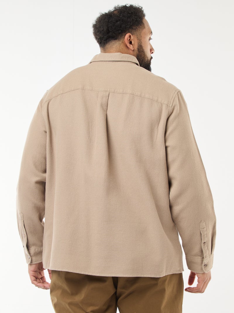 Chemise effet gaufré uni Beige - Kiabi