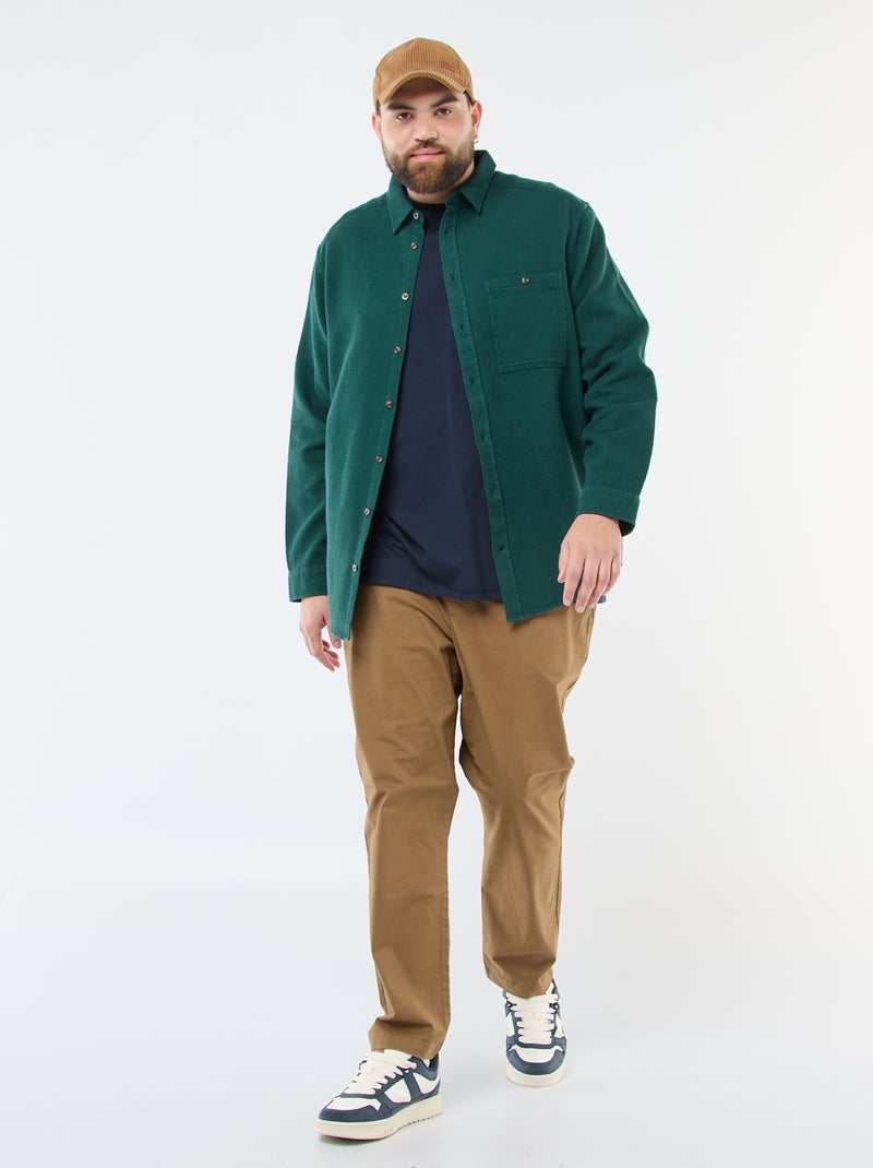 Chemise effet gaufré uni Vert - Kiabi