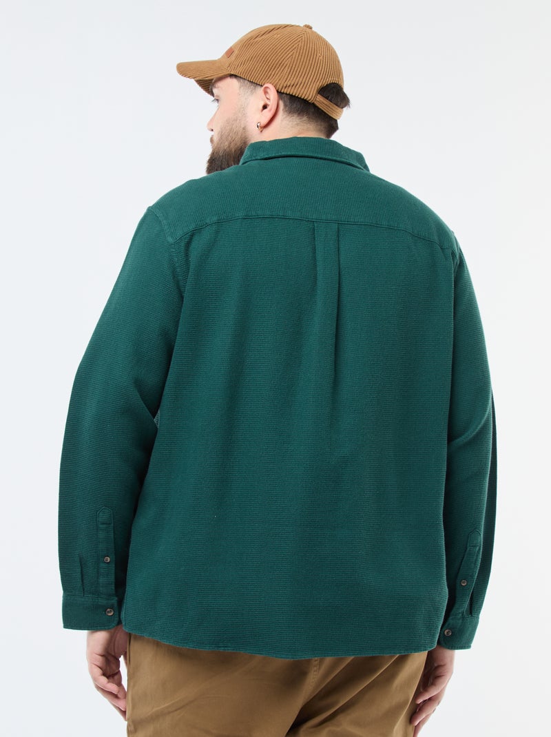 Chemise effet gaufré uni Vert - Kiabi