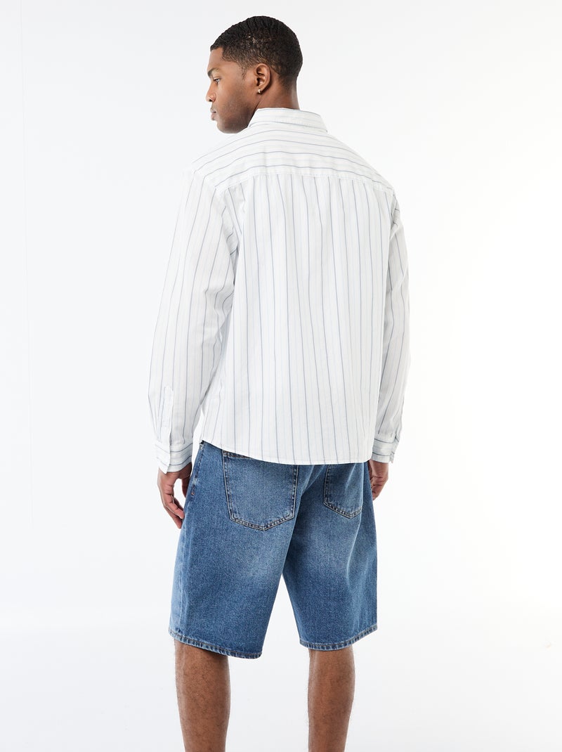 Chemise en coton à motif rayé Blanc - Kiabi