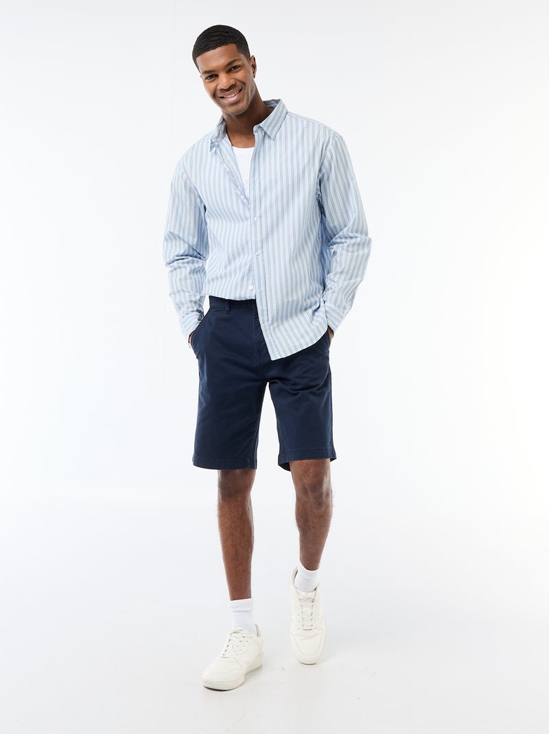 Chemise en coton à motif rayé Bleu - Kiabi