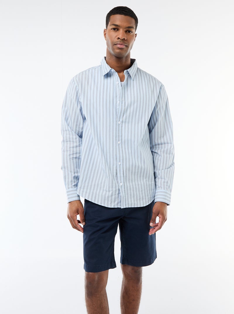 Chemise en coton à motif rayé Bleu - Kiabi