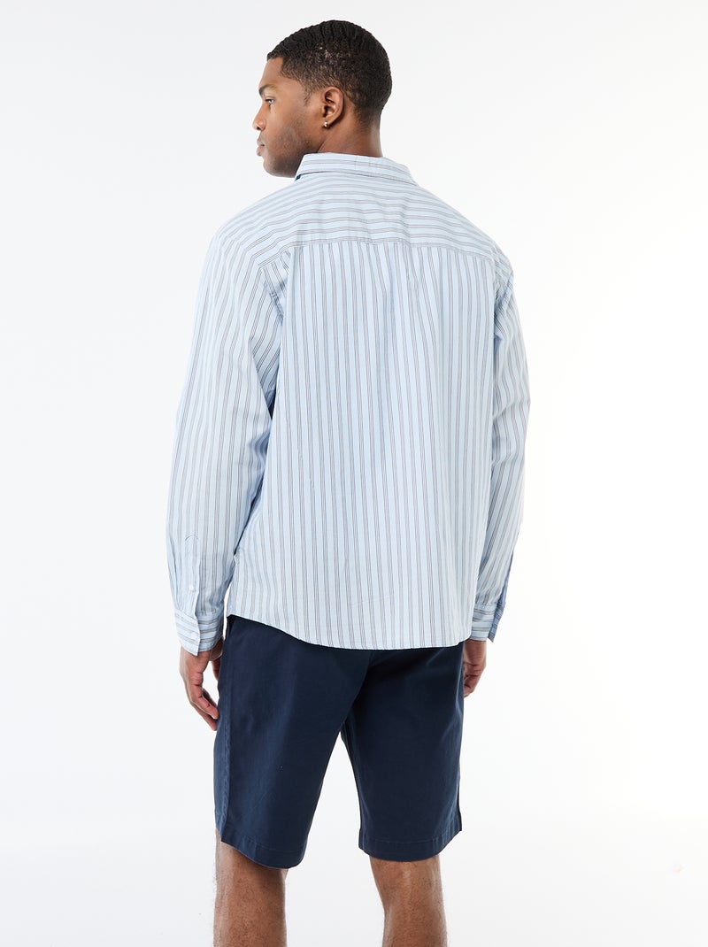 Chemise en coton à motif rayé Bleu - Kiabi