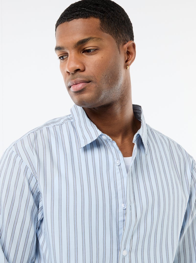 Chemise en coton à motif rayé Bleu - Kiabi