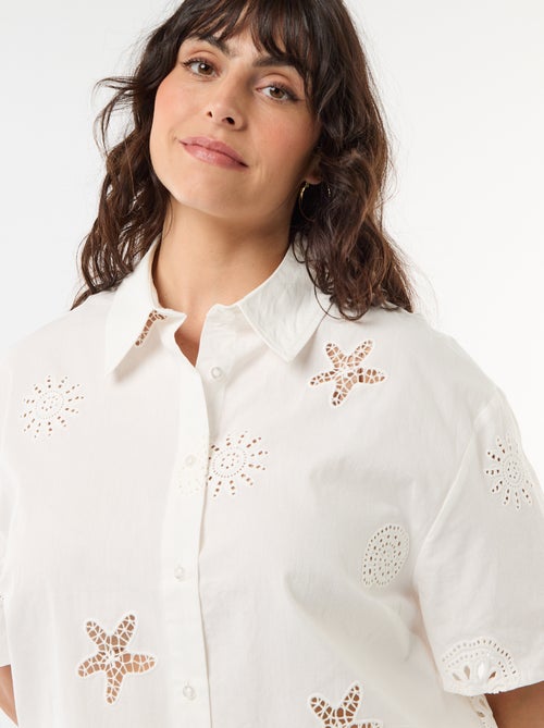 Chemise en coton à motifs ajourés - Kiabi