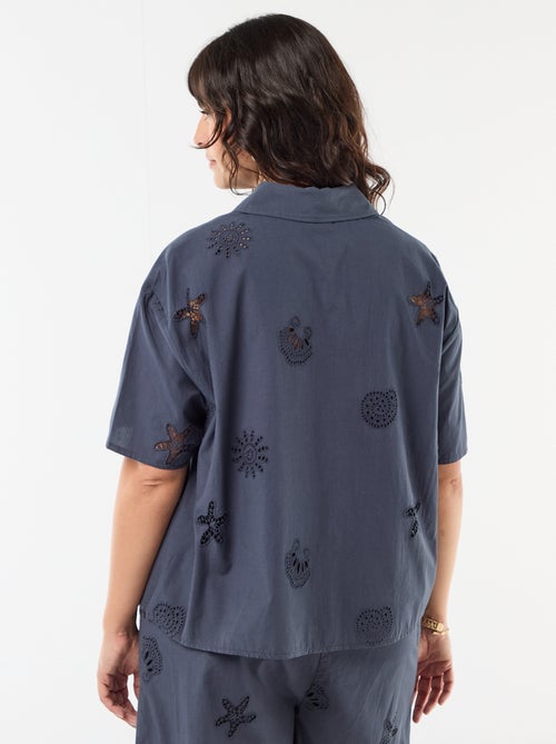 Chemise en coton à motifs ajourés - Kiabi