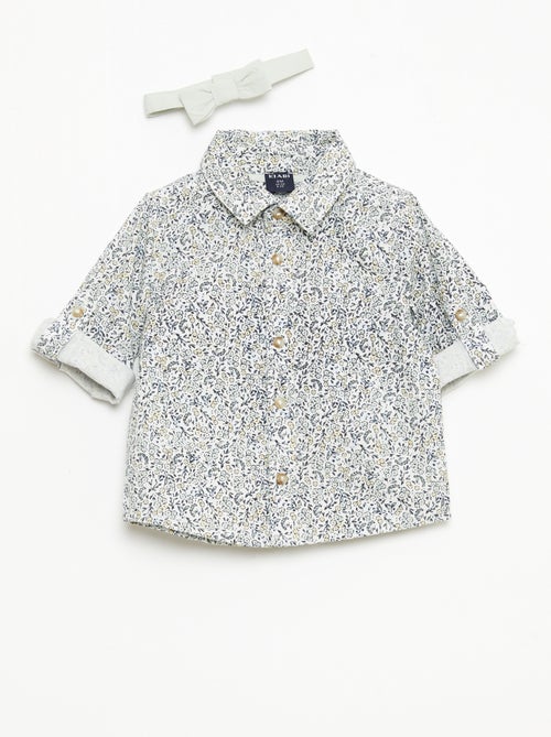 Chemise en coton avec nœud papillon amovible - Kiabi