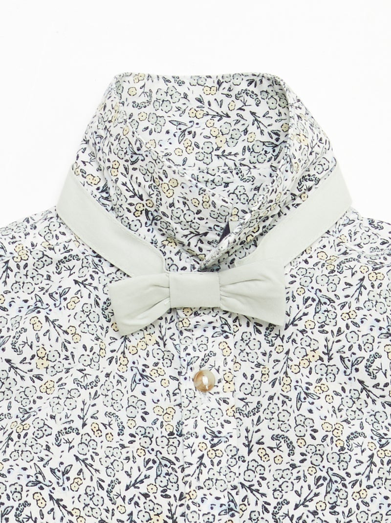 Chemise en coton avec nœud papillon amovible Blanc - Kiabi