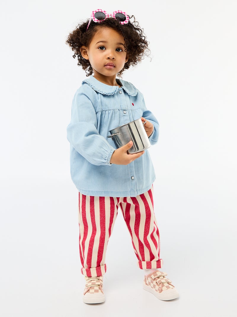 Chemise en denim avec broderie cœur BLEU - Kiabi