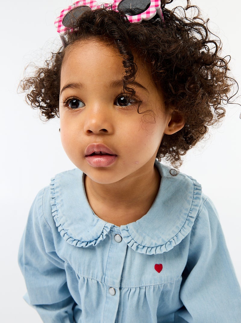 Chemise en denim avec broderie cœur BLEU - Kiabi