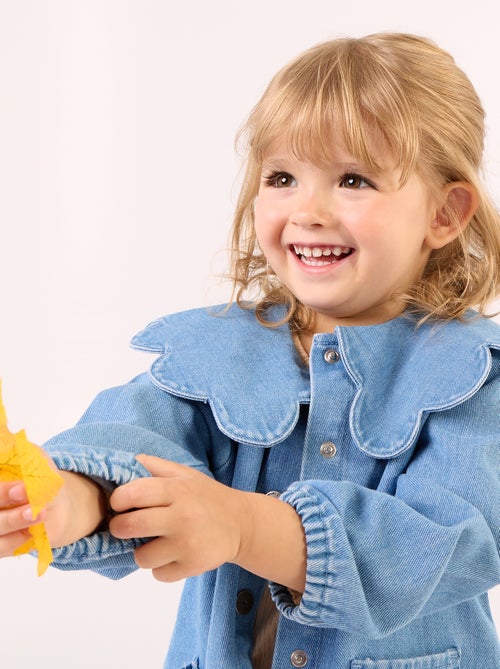Chemise en denim avec col claudine - Kiabi