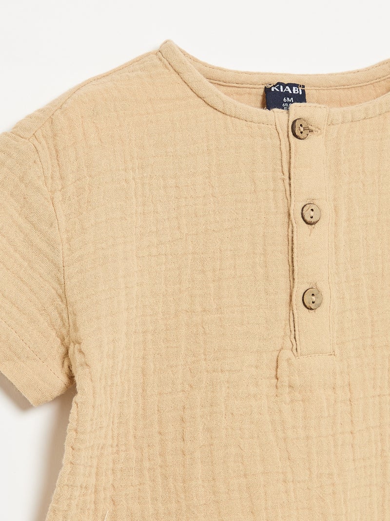 Chemise en gaze de coton Beige - Kiabi