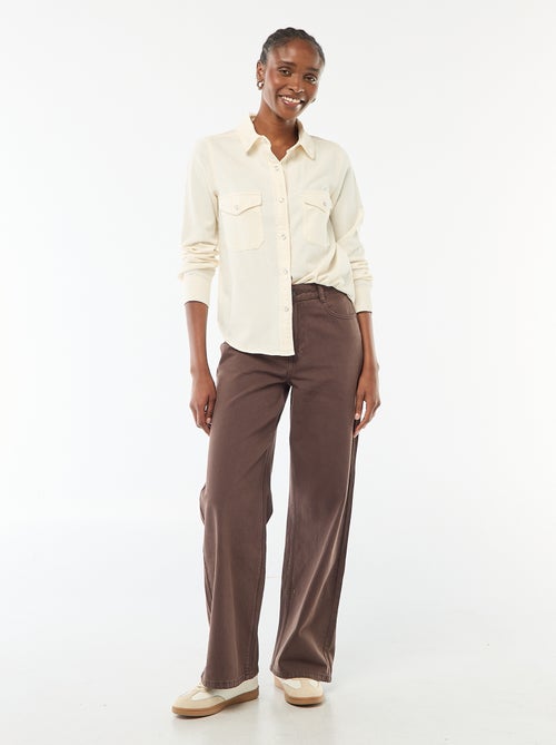 Chemise en jean avec 2 poche plaquées à rabat sur la poitrine - Kiabi