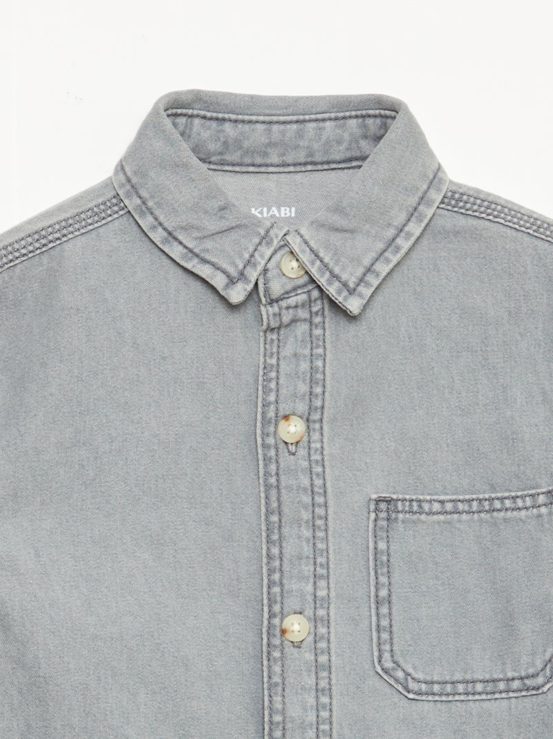 Chemise en jean avec poche poitrine Gris - Kiabi