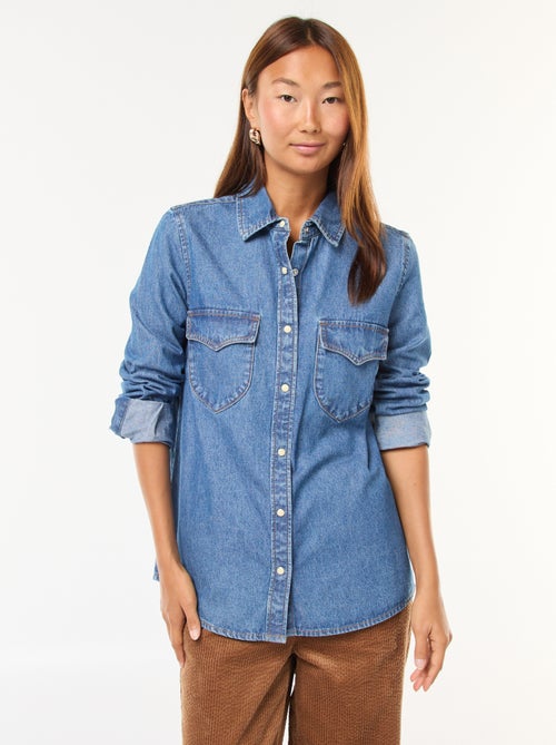 Chemise en jean avec poches à rabat - Kiabi