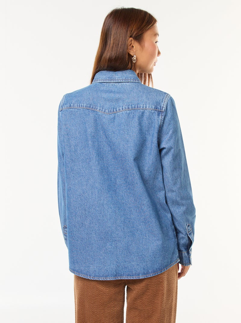 Chemise en jean avec poches à rabat Bleu - Kiabi