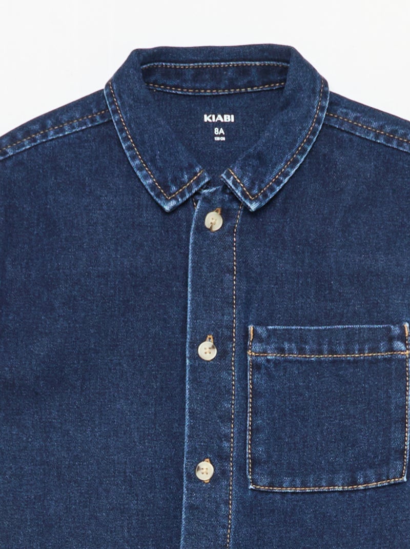 Chemise en jean manches courtes Bleu - Kiabi