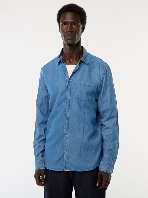Chemise en jean uni - Kiabi