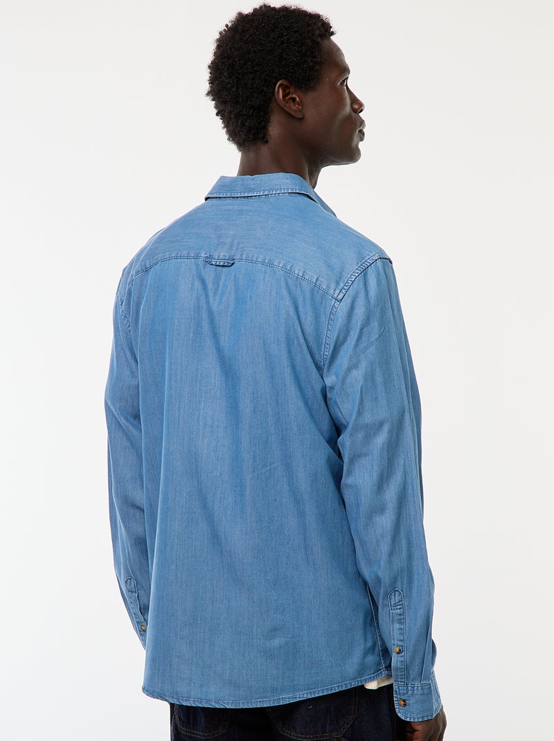 Chemise en jean uni Bleu - Kiabi