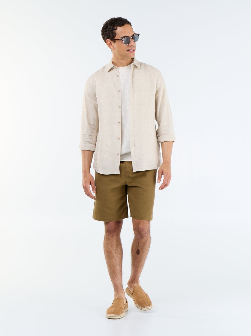 Chemise en lin Beige - Kiabi