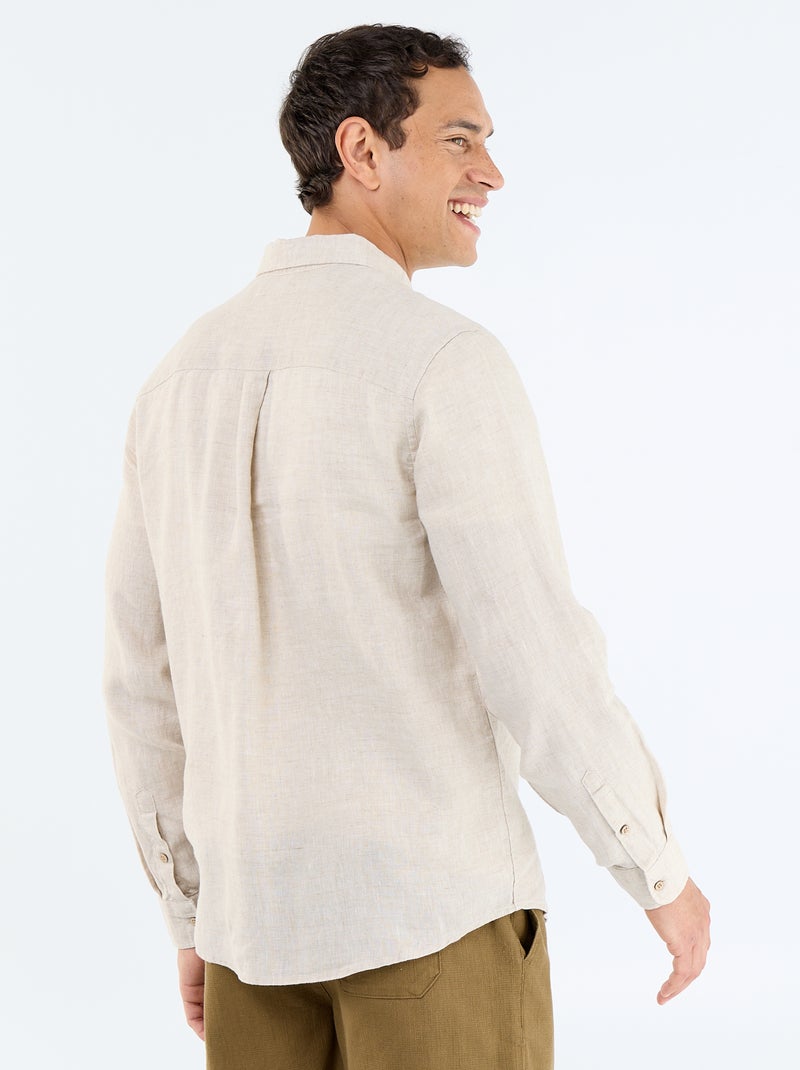 Chemise en lin Beige - Kiabi