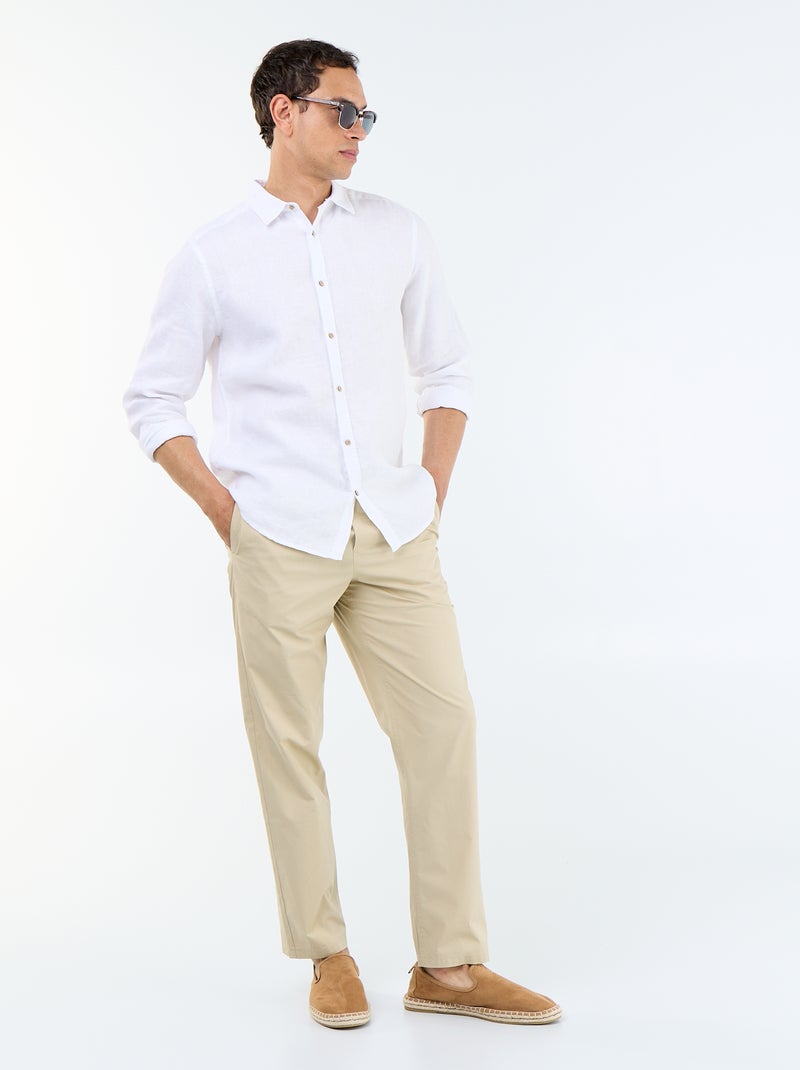 Chemise en lin Blanc - Kiabi