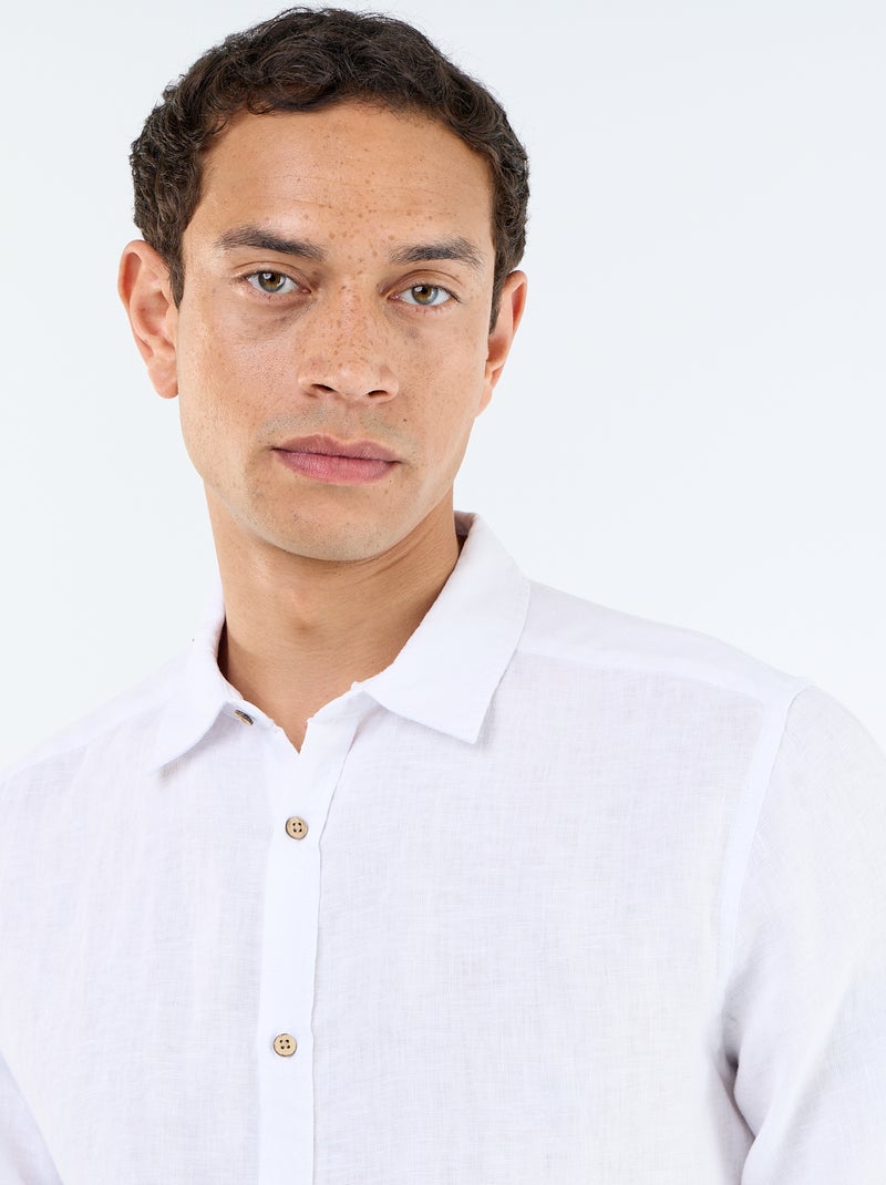 Chemise en lin Blanc - Kiabi