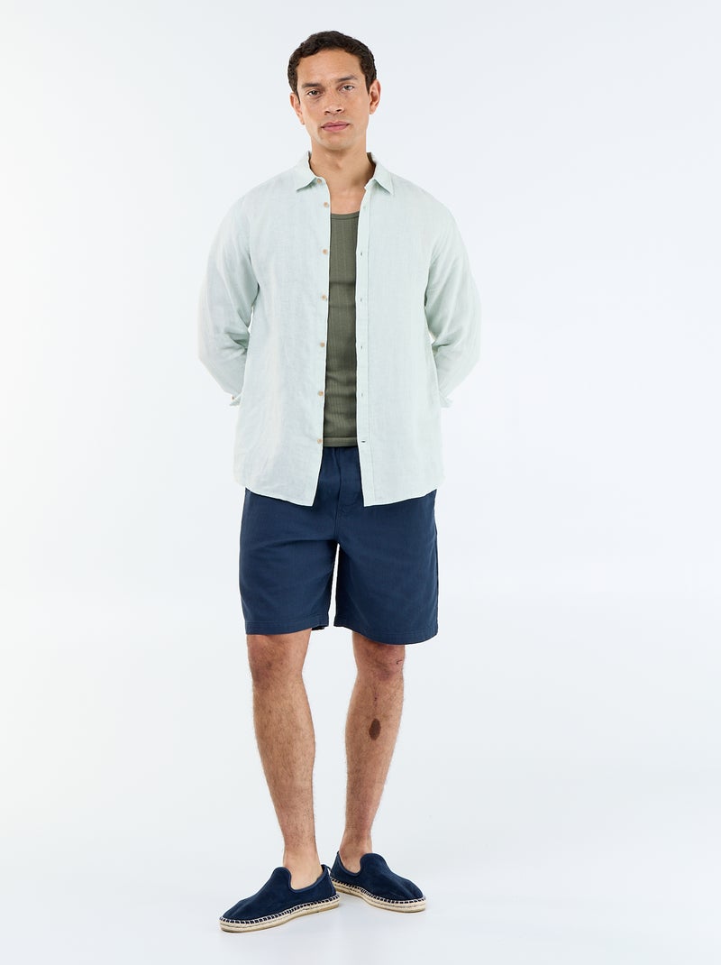 Chemise en lin Bleu - Kiabi