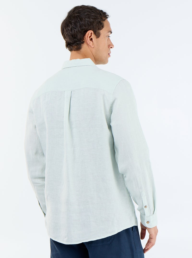 Chemise en lin Bleu - Kiabi