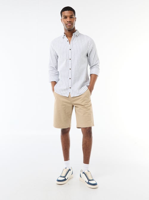 Chemise en lin et coton rayée - Kiabi