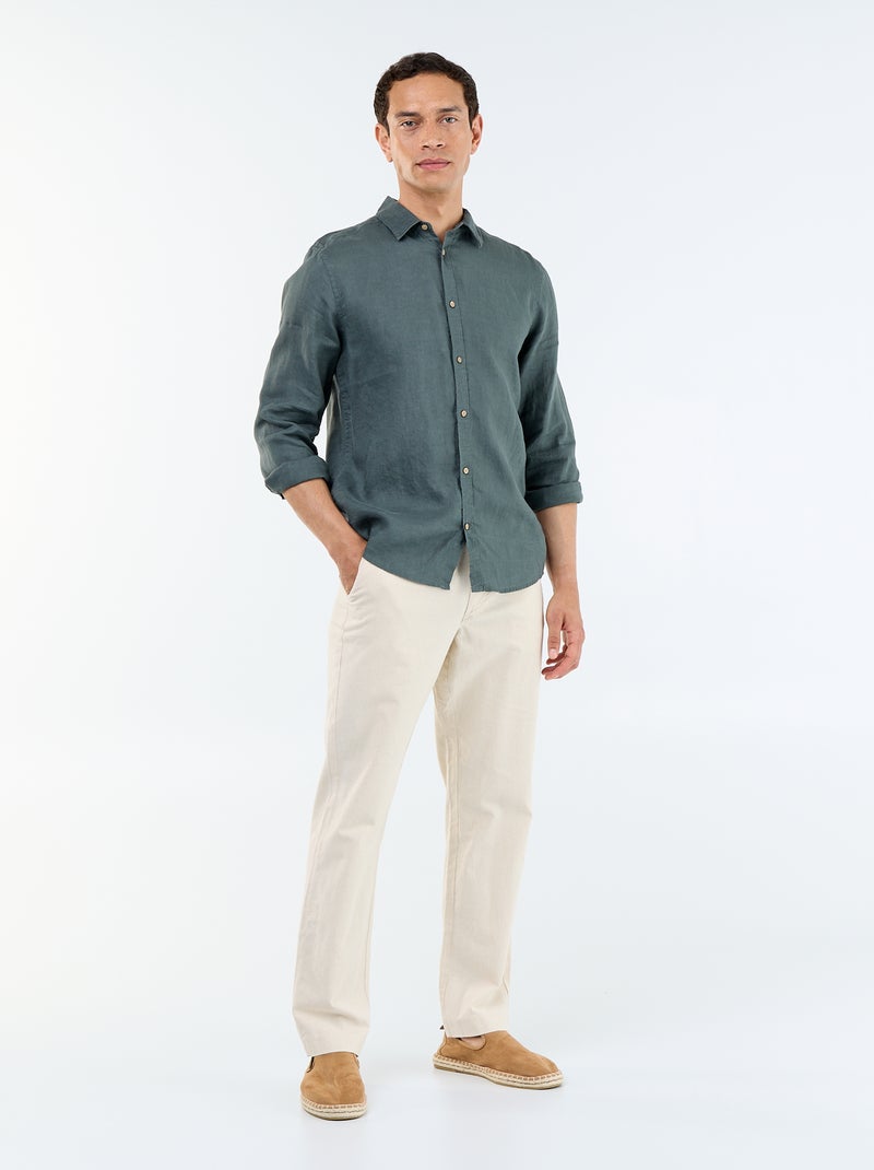 Chemise en lin Kaki - Kiabi