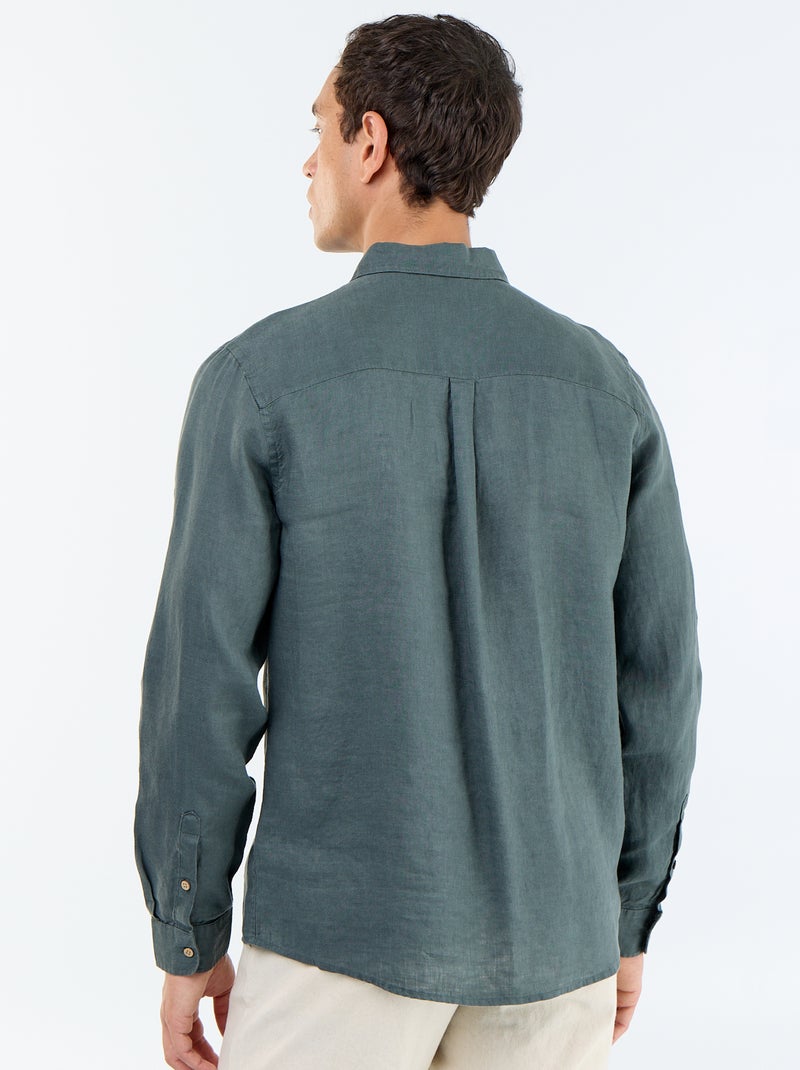 Chemise en lin Kaki - Kiabi