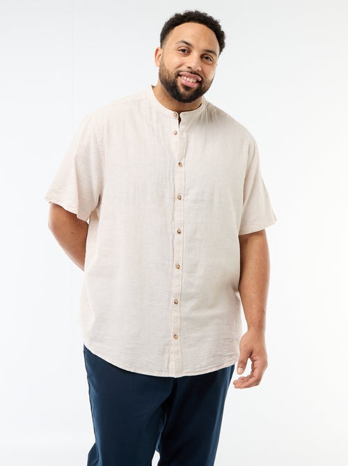 Chemise en lin mélangé à manches courtes - Kiabi