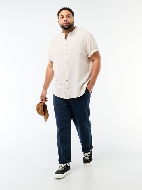 Chemise en lin mélangé à manches courtes - Kiabi
