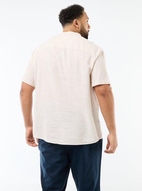 Chemise en lin mélangé à manches courtes - Kiabi