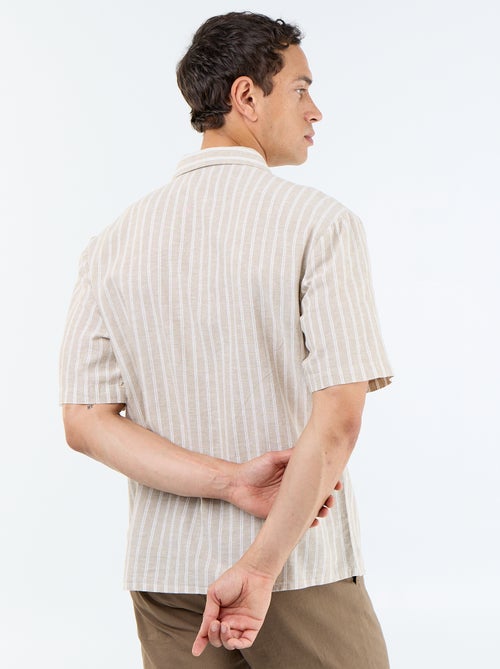 Chemise en lin mélangé à manches courtes - Kiabi