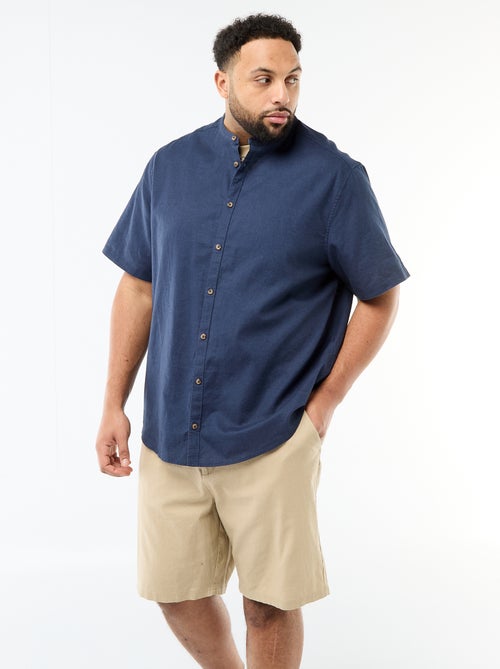 Chemise en lin mélangé à manches courtes - Kiabi