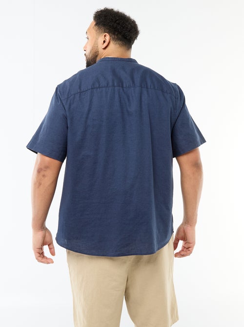 Chemise en lin mélangé à manches courtes - Kiabi
