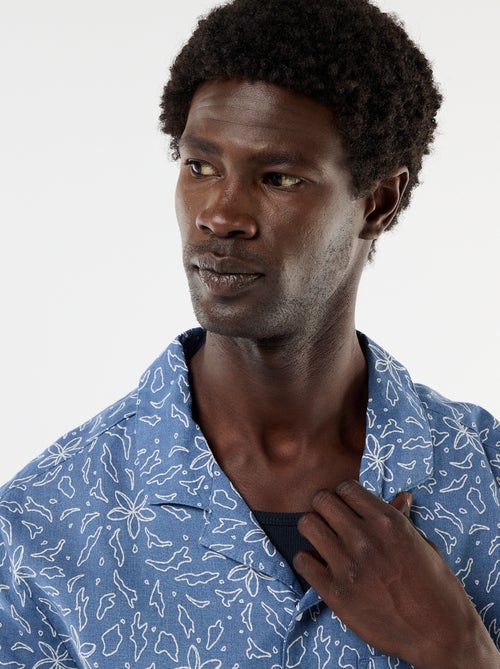 Chemise en lin mélangé à manches courtes - Kiabi