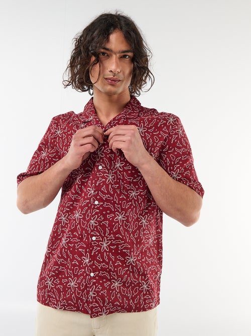 Chemise en lin mélangé à manches courtes - Kiabi