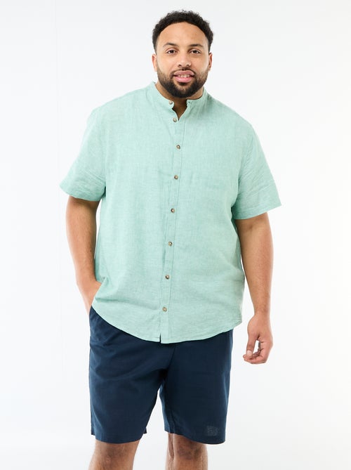 Chemise en lin mélangé à manches courtes - Kiabi