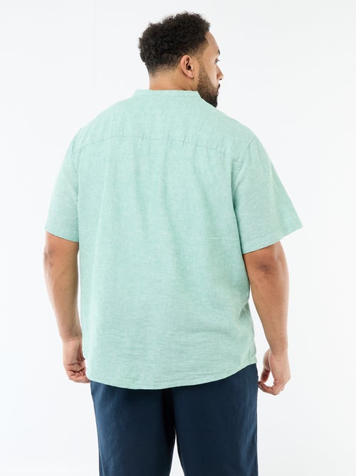 Chemise en lin mélangé à manches courtes - Kiabi