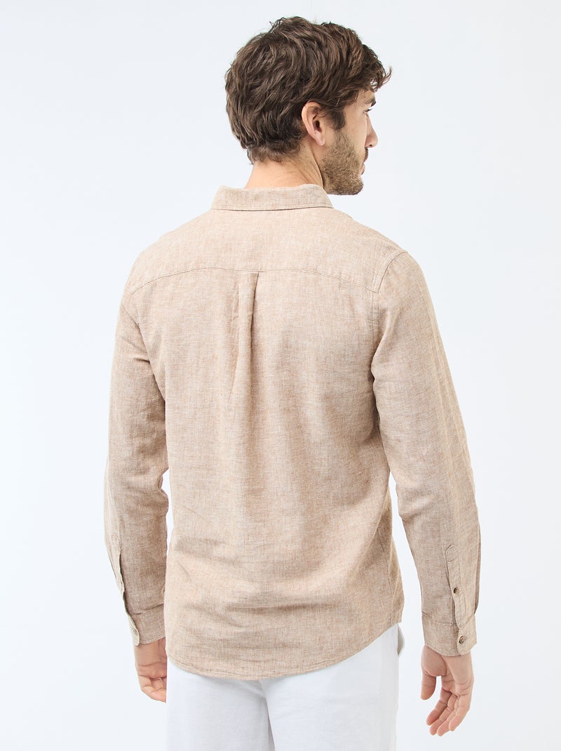 Chemise en lin mélangé Beige - Kiabi