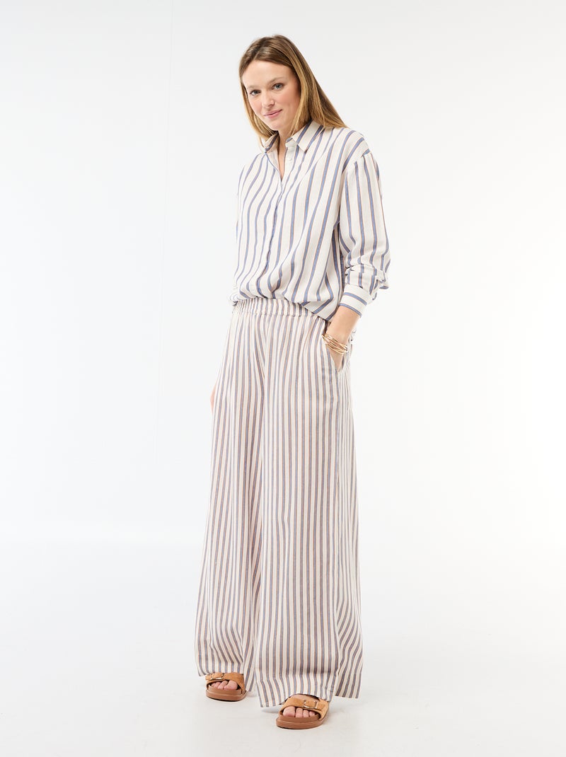 Chemise en lin mélangé Beige - Kiabi