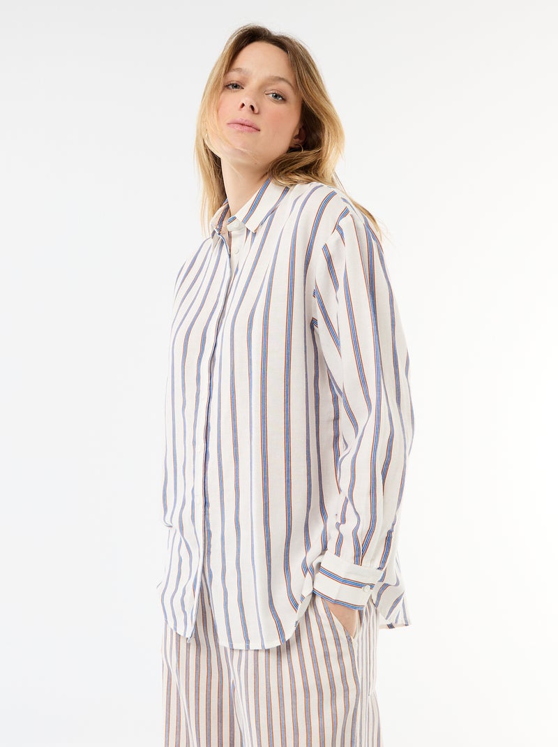 Chemise en lin mélangé Beige - Kiabi