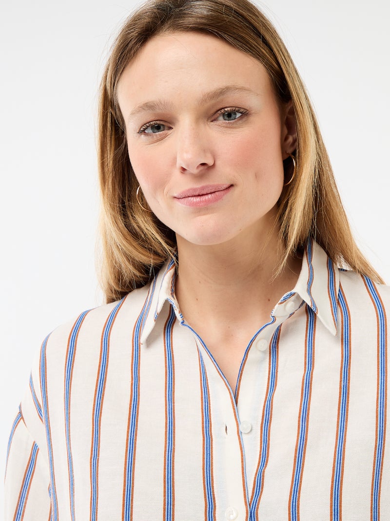 Chemise en lin mélangé Beige - Kiabi