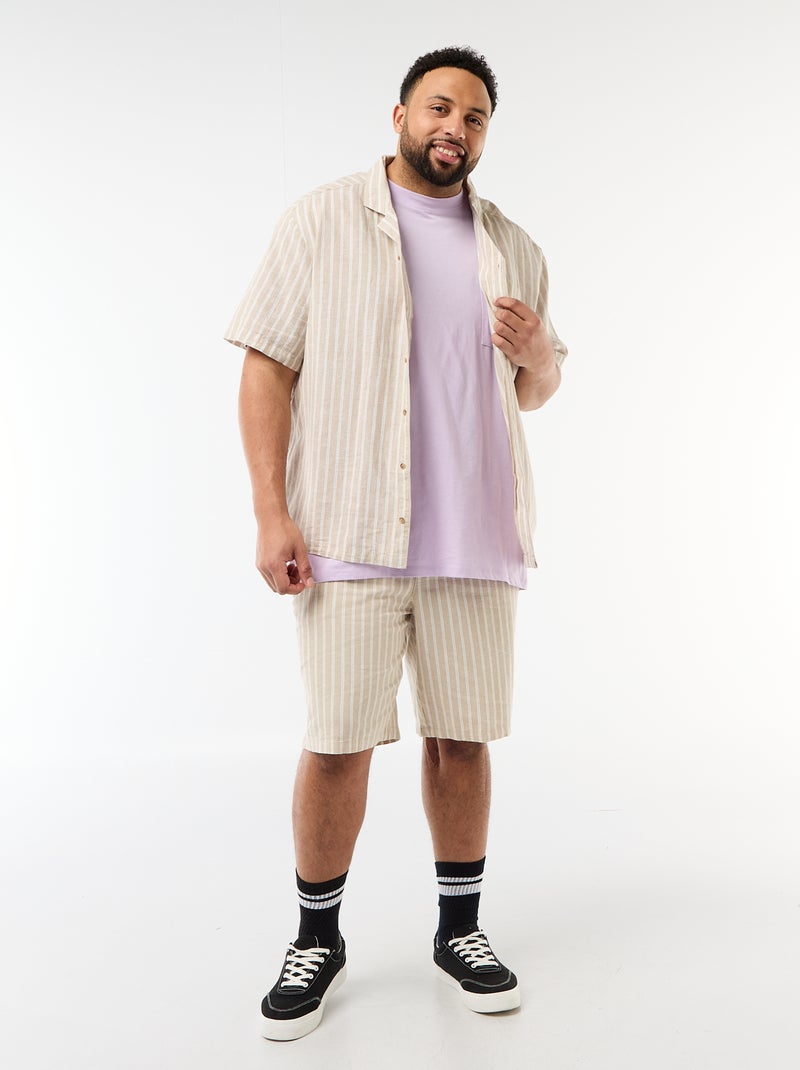 Chemise en lin mélangé Beige - Kiabi